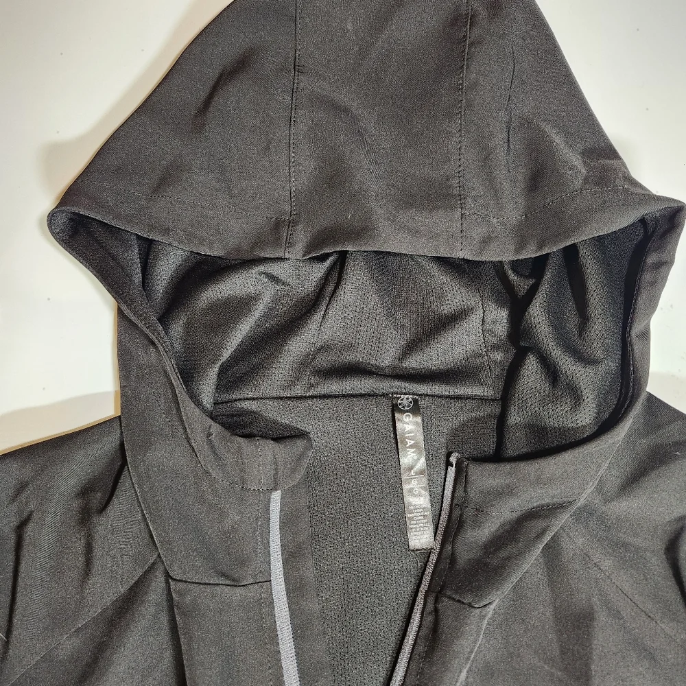GAIAM Mens Black Performance Hooded Jacket Gray Zipper Mens Large